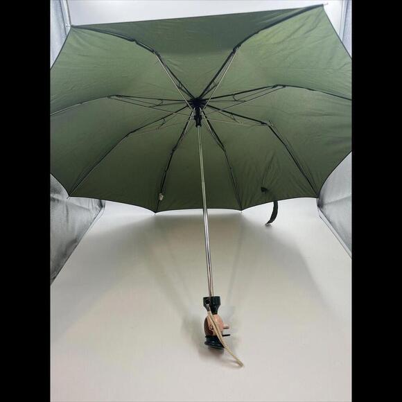 Vintage Harrods Green Tote Umbrella Wooden Doorman Handle No Cover - Picture 4 of 9